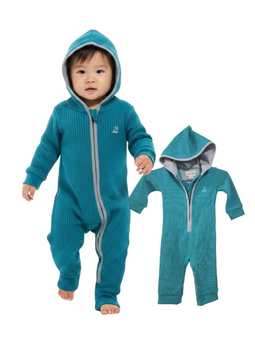NWT - ME & HENRY Turqoise Hooded Romper - Size 3/6m